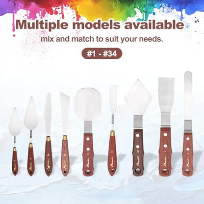 MECCANIXITY Pack of 2 Palette Knife No.16, 9.4" Long with Stainless Steel Flexible Spatula Pallet Knife and Wood Handle for Scraping, Mixing, Oil Acrylic Painting Canvas - style: No.16
