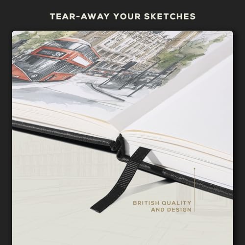 Beechmore Books A5 5.8x8.3 Mixed Media Sketchbook 300 GSM/140LBS - color: Charcoal Black, size: A5 - 5" x 8" Medium