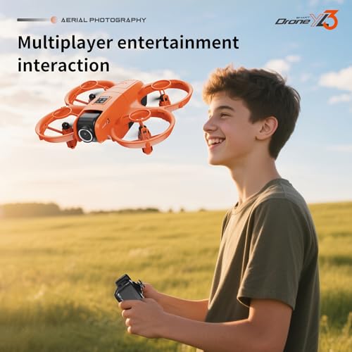 ikaufen YL3 Mini Drone with Dual Camera, Optical Flow Hover, 50X Zoom, 360° Stunt Roll, RC Quadcopter for Kids & Beginners with Screen Remote Control(YL3 screen control Orange) - size: YL3 Dual Camera Screen Control Orange