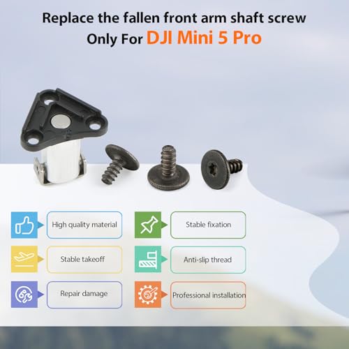 Front Arm Axis Replacement for DJI Mini 5 Pro Front Arm Shaft Screws Front Arm Hinges for Mini 5 Pro Drone Accessories Parts with Repair Tools（3Pcs Screws）