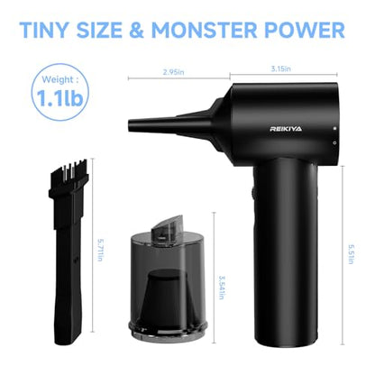Computer Keyboard Cleaner Portable Vacuum and Compressed Air Duster Black - color: Black-18000pa