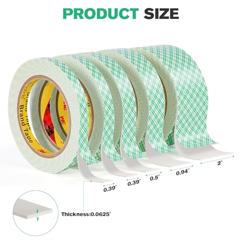 3M Double Sided Foam Tape 2" x 10Ft White 4026 Double Coated Urethane Adhesion Polyurethane Tape for Mounting Signs Craft DIY Projects Cards, 1 Pack - size: 2"×10ft