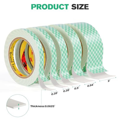 3M Double Sided Foam Tape 2" x 10Ft White 4026 Double Coated Urethane Adhesion Polyurethane Tape for Mounting Signs Craft DIY Projects Cards, 1 Pack - size: 2"×10ft