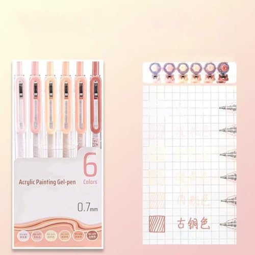 6 Colors 0.7mm Fine Pointed Acrylic Gel Pen Set,Beauty Skin - color: Silver