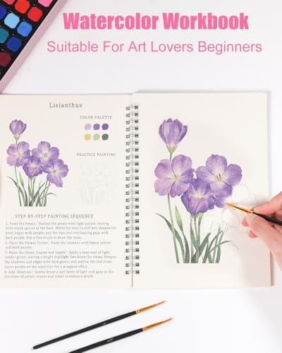 Flower Watercolor Workbook for Adults and Beginners - color: c-flower