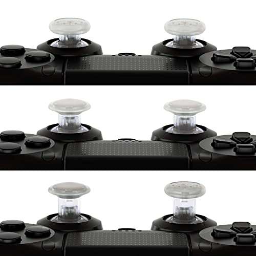eXtremeRate ThumbsGear Interchangeable Ergonomic Thumbstick for PS5 Controller, for PS4 All Model Controller - 3 Height Domed and Concave Grips Adjustable Joystick - Transparent - color: Transparent