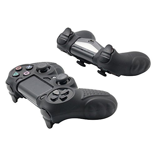PS4 Controller DualShock4 Skin Grip Anti-Slip Silicone Cover Protector Case for Sony PS4/PS4 Slim/PS4 Pro Controller with 8 Thumb Grips (Black) - color: Black
