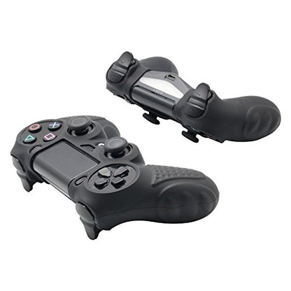 PS4 Controller DualShock4 Skin Grip Anti-Slip Silicone Cover Protector Case for Sony PS4/PS4 Slim/PS4 Pro Controller with 8 Thumb Grips (Black) - color: Black
