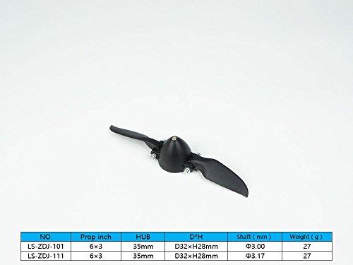 RC Folding Propeller 6×3 inch w/Spinner Size D32×H28mm, and Motor Shaft Diameter φ3.17 with Nylon Plastic Spinner for RC Plane Drone Remote Control Airplane (6×3, Shaft φ3.17) - size: 6×3, Shaft φ3.17