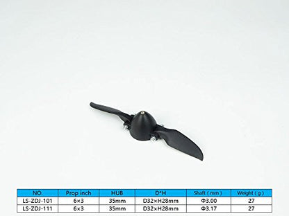 RC Folding Propeller 6×3 inch w/Spinner Size D32×H28mm, and Motor Shaft Diameter φ3.17 with Nylon Plastic Spinner for RC Plane Drone Remote Control Airplane (6×3, Shaft φ3.17) - size: 6×3, Shaft φ3.17