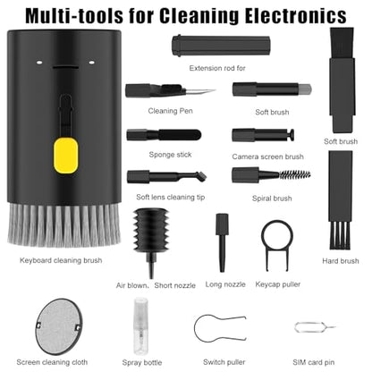 VICHYIE 20 in 1 Multifunctional Cleaner Kit for Electronic Devices (Black) - color: Black