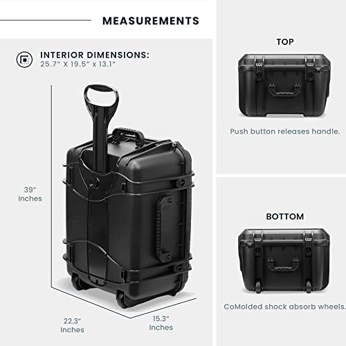 Seahorse 1220 Heavy Duty Hard Protective Equipment Crate With Accuform Foam - TSA Approved/Mil Spec / IP67 Waterproof/USA Made for Telescopes, Drones, Gimbal, Camera, Diving Equipment (Black)
