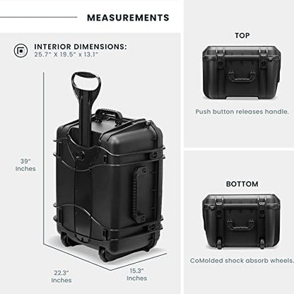 Seahorse 1220 Heavy Duty Hard Protective Equipment Crate With Accuform Foam - TSA Approved/Mil Spec / IP67 Waterproof/USA Made for Telescopes, Drones, Gimbal, Camera, Diving Equipment (Black)