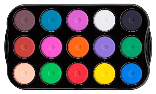 Jack Richeson Mini Tempera Cakes with Tray, Assorted Colors, Set of 15