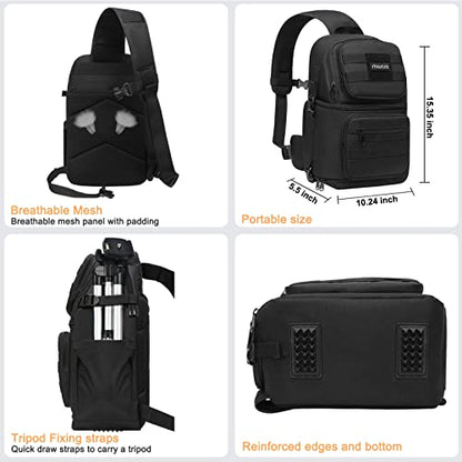 MOSISO Camera Sling Bag, Tactical Camera Crossbody Bag Case Photography - color: Black