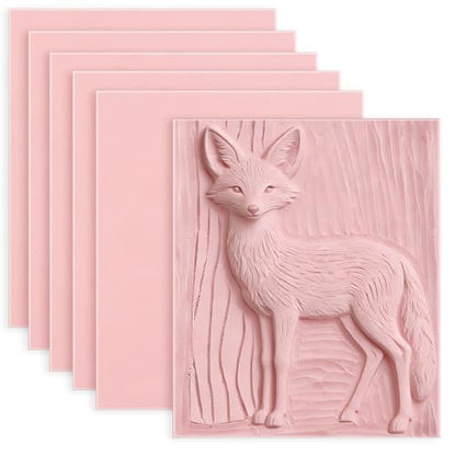 6 Pack 8"x6" Pale Pink Rubber Stamp Carving Blocks Rubber Carved Brick Soft Rubber Linoleum Block for Craft Project - size: 8"x6"