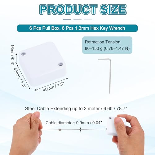 PATIKIL Retractable Remote Control Cable Tether (6.6ft / 2M, White)(6 Set) Square Remote Control Security Lanyard Lock Adjustable Locking Leash with Plastic Cap, Suit for - TV/Tablets - color: White, size: 6.6ft