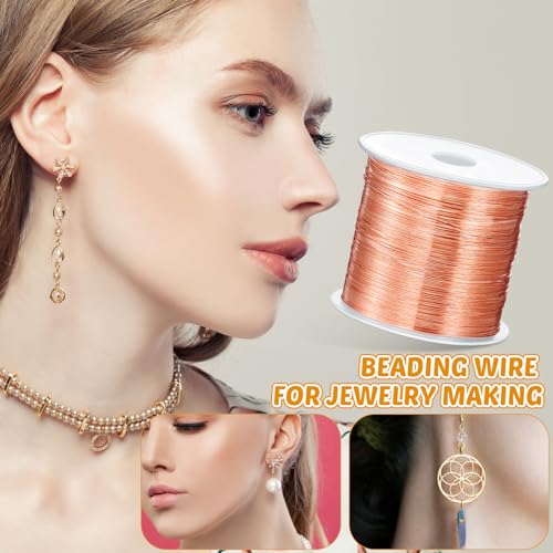 Funrous 5 Rolls Copper Wire 18 20 22 24 26 Gauge with Pliers,Copper - color: Copper
