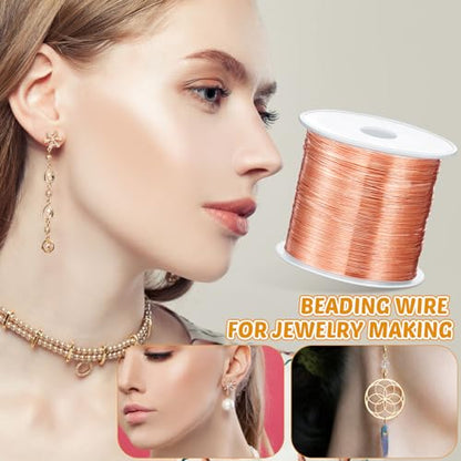 Funrous 5 Rolls Copper Wire 18 20 22 24 26 Gauge with Pliers,Copper - color: Copper