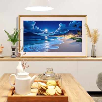 SparkGlow Moonlight Beach Diamond Art Kits for Adults, 27.5 X 15.7 Inch - color: Landscape 035