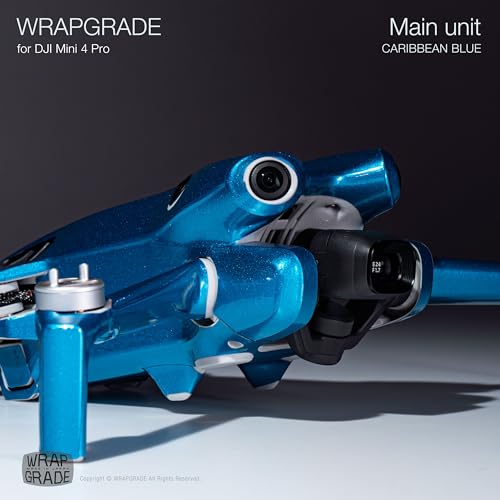 WRAPGRADE Skin Stickers Compatible with DJI Mini 4 Pro | Full Wrap (Caribbean Blue) - color: Caribbean Blue