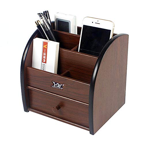 Remote control organizer with drawer, makeup organizers,office pencil holder for desk,wooden multifunctional tabletop storage case YCL828
