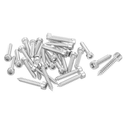 uxcell M5 Hex Socket Head Cap Self-Tapping Screw, 100Pcs M5x25mm 304 Stainless Steel, Hexagon Socket Head Tapping Screws, Hex Drive, Self Tapping Point - Silver - size: M5x25mm