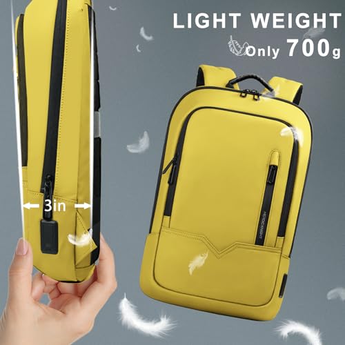 hk Backpack for Men Business Slim Laptop Bag - color: Lemon Yellow, size: 15.6 Inch