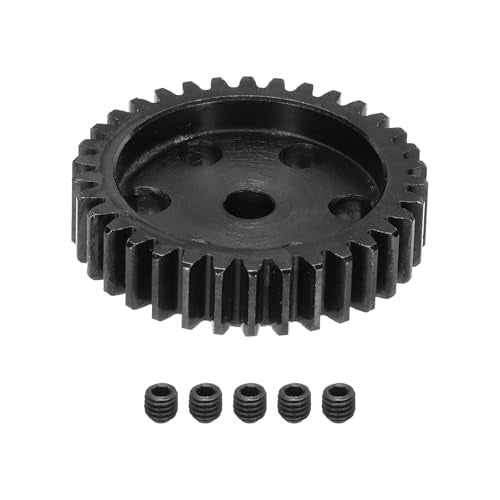 DMiotech M1 34T Steel 5mm Hardened Pinion Motor Gear for RC Car Brushed Replacement Brushless Motors, RC Applications for DIY RC Boat Drone - style: 34T
