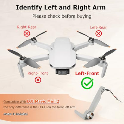 Left Front MotorArm for DJI Mavic Mini 2 Arms Replacement for Mavic Mini 2 Arm Drone Accessories Parts with Repair Tools (Left Front)