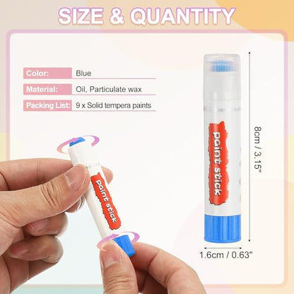PATIKIL Solid Tempera Paints, 9 Pcs Washable Quick Drying Paint Sticks Paint Pens for Artists Beginners Art Supplies, Blue - color: Blue