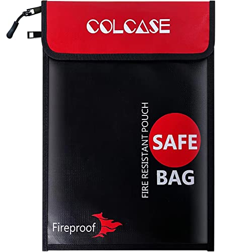 COLCASE Fireproof Document Bag 2 Pockets Fireproof and Waterproof Bag - style: Fireproof Bag Black