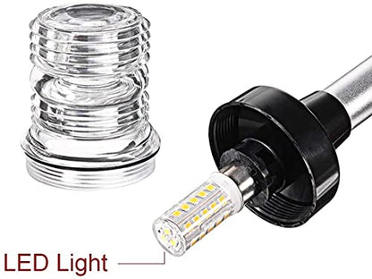 Boat Anchor Light, 3 Nautical Mile LED Fold Down Boat Stern Light Boat Anchor Light for Pontoon and Fishing Boat Navigation Anchor Lights All Round 360° White LED 12-24V (9" Foldable) - size: 9" Foldable