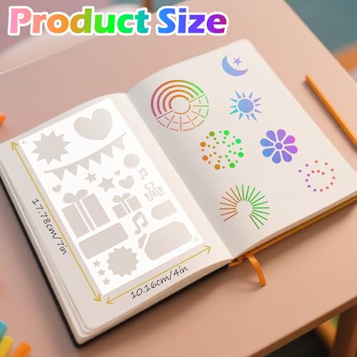 Yazhiji 36 PCS Journal Stencils, Planner Stencils for Junk Journal Notebook Diary Scrapbook DIY Drawing Template Journal Stencil 4x7 Inch - style: Journal Template
