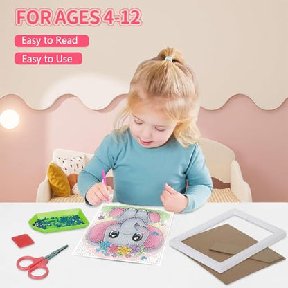 Gemozaic Elephant Diamond Art Kits for Kids Ages 4-8-12 with Frame, 7 x 7 - color: CC994