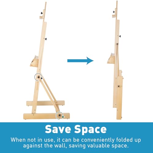 Beechwood H-Frame Artist Studio Easel with Storage Drawer, Natural - style: H Frame Easel Natural