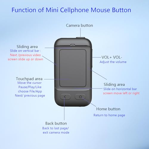 Phone Remote with Touchpad for TikTok, Bluetooth Page Turner for Kindle App, Mini Mouse for iPhone, iPad, Android Devices. Cellphone Camera Photo/Video Remote Control, Carrying Case Included