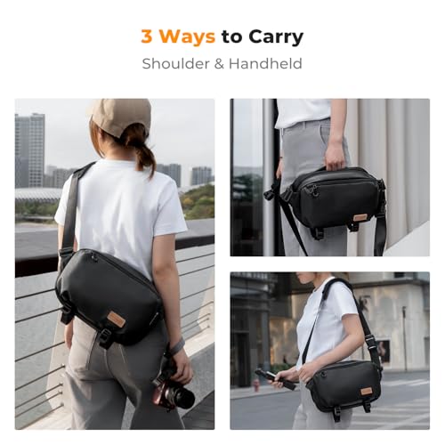 K&F CONCEPT 2 in 1 Camera Sling Bag, Everyday Shoulder Bag - color: 09 Black Medium