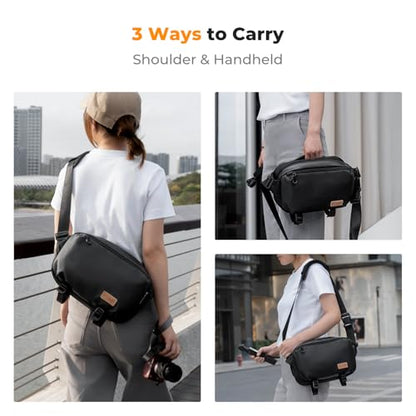 K&F CONCEPT 2 in 1 Camera Sling Bag, Everyday Shoulder Bag - color: 09 Black Medium