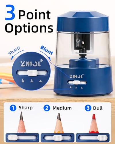 ZMOL Electric Pencil Sharpener Battery, 6-12mm Jumbo Pencils,Dark Blue - color: Dark Blue