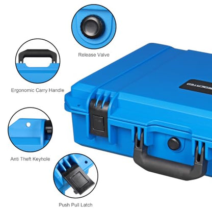 IP67 Waterproof Protective Hard Case with Custom Foam Insert, 18", Blue - color: Blue