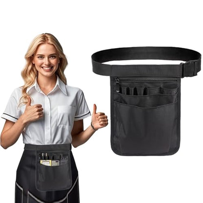 Server Apron, 9.84x7.32Inch Restaurant Waitress Accessories Bag - color: Dark Black
