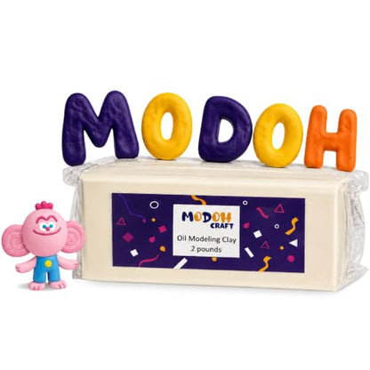 Reusable and Non-Drying Oil-Based Plasticine Modeling Clay - color: Cream White, size: 2 lbs