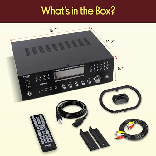 Pyle 4 Channel Bluetooth Home Amplifier - Front Loading DVD/CD Player - 3000W Peak Stereo Receiver - 2 Mic Inputs w/ Echo, FM Radio,Optical In,USB,RCA,Composite, LED Level Meter, Rack Mount - PD3000BA - style: 3000W