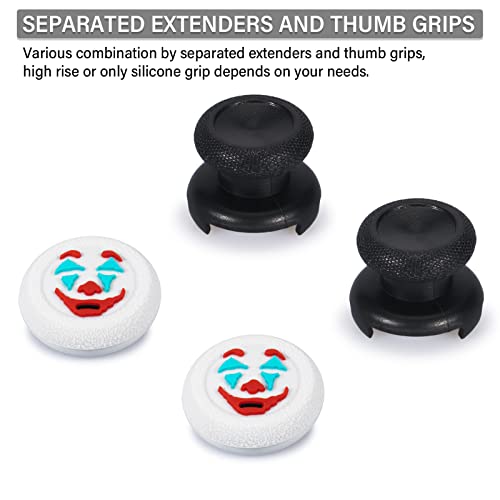 FPS Thumbstick Extender &Texture Rubber Silicone Grip Cover 2 Sets for Xbox Series X/S & Xbox One Controller(Joker White) - color: White