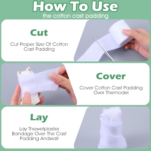 Gjinxi 6 Rolls Cast Padding, Individual Pack Soft Cotton Undercast Padding Wrap, Paddings Bandage Cast Use with Plaster Cloth Gauze for Halloween Wrap Bandage Art, Body Casts, Mask Making, Craft