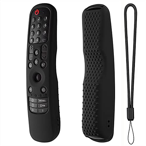 Hi Color Silicone Cover for MR24GA/MR21GA/MR22GN/MR23GA Protective Case Compatible with LG Magic TV C2 C3 G3 OLED Remote Control Slicone Sleeve with Lanyard(Black) - color: Black