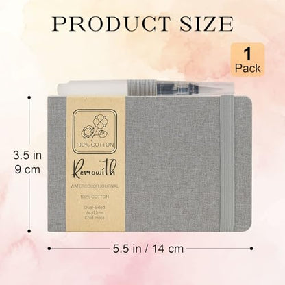 Watercolor Journal Sketchbook 3.5x5.5 24 Sheets Gray - color: Gray, size: 3.5x 5.5 Inch