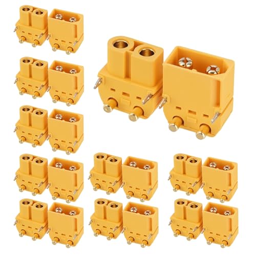 ELFCULB 10 Pairs Amass XT60PW Panel Mount Connectors for FPV Drones - color: 10 Pairs XT60PW
