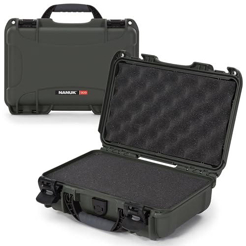 NANUK 909 Travel Hard Case with Customizable Cubed Foam – Waterproof Camera Case, 12.6” x 9” x 4.4”, Lightweight, Lockable, Dustproof, Impact-Resistant & Durable Protective Case – Olive - color: Olive